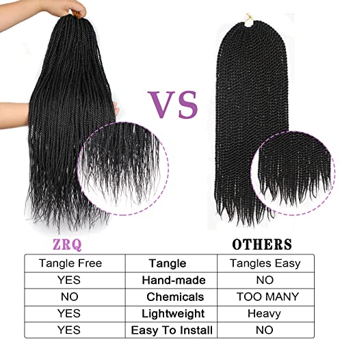 ZRQ 24 Inch Senegalese Twist Crochet Hair Prelooped 25 Strands Pack of 8, 1B#