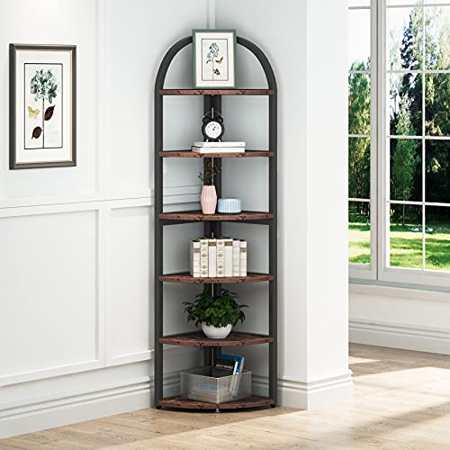Tribesigns 6-Tier Rustic Corner Shelf - 71 Inch Tall Space-Saving Plant & Display Rack