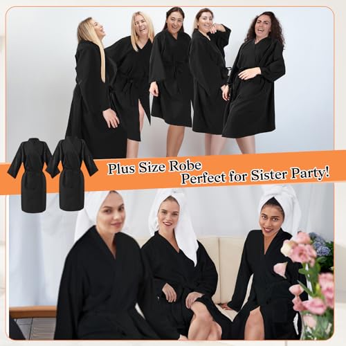 Salon Client Gown Robe Set - Black Nylon Adjustable Hairdressing Cape with Pockets, XL