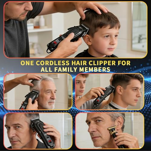 LQT Cordless Hair Clippers & T-Blade Trimmer Set with Case - 2 Pieces, Rechargeable