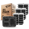 24 Oz Meal Prep Containers 150 Pack with 3 Compartments BPA Free Stackable Dishwasher & Microwave Safe