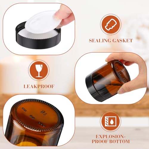 24 Pack 4 oz Glass Cosmetic Jars with Airtight Lids - Amber & Clear