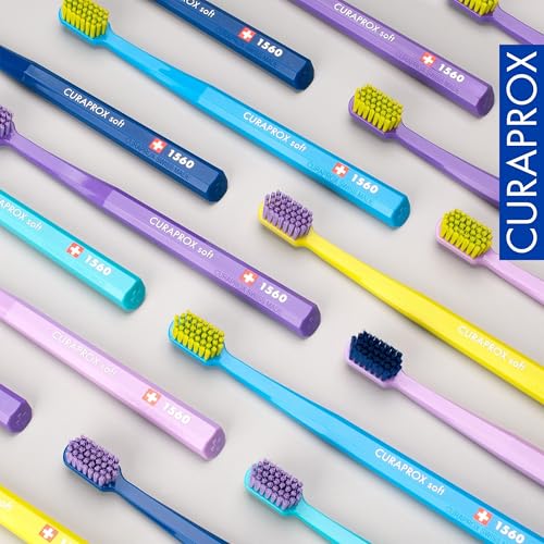 Soft Toothbrush for Adults - Gentle, Plaque-Removing, 1560 Ultra-Fine Filaments, Pack of 3
