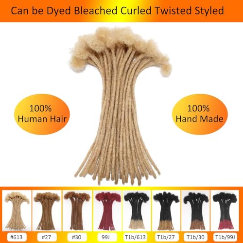 6 Inch Bleach Blonde Loc Extensions Human Hair 30 Strands - 0.4 cm Width, 613 Color, Full Handmade Dreads for Men Women Kids Variation of THIS listing