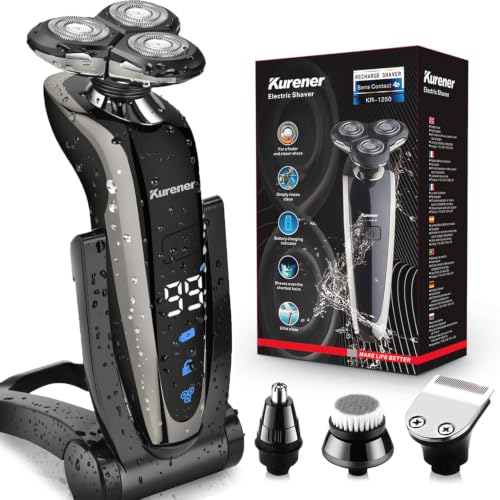 Kurener Electric Razor for Men 1250 Series Waterproof Rechargeable Shaver