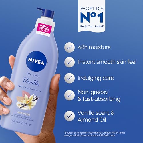 NIVEA Oil in Lotion Body Lotion - Vanilla & Almond Oil, 16.9 fl oz x 3 Pack