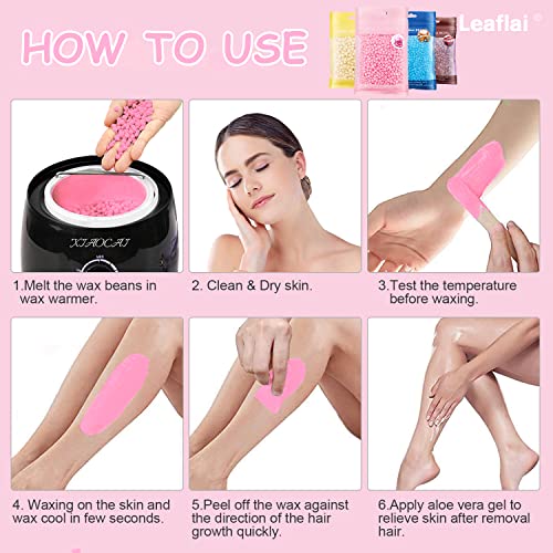 Hard Wax Beads, Professional Wax Beads for Hair Removal 400g Hair Wax with 10 Pcs Wood Sticks for Full Body Brazilian Bikini Face Legs Eyebrow Painless at Home for Woman Men