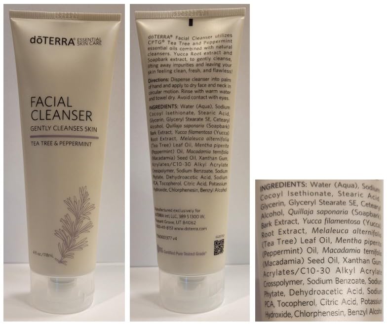 DoTERRA Facial Cleanser – 4 oz with Melaleuca & Peppermint Essential Oils