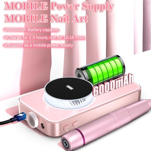 Pink Professional Electric Nail Drill Machine 50000RPM for Nail Polishing & Shaping