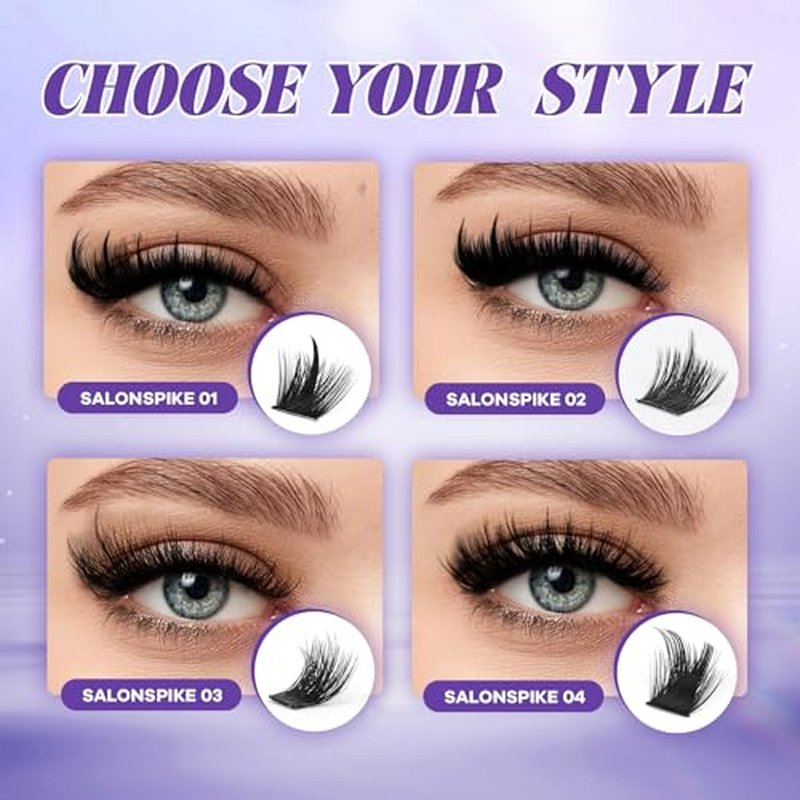 B&Q Manga Lash Clusters Kit SalonSpike 01 10-18mm Mixed Fluffy Eyelash Clusters 156pcs Easily Achieve Salon-quality Lash Extension Results Perfect for Beginners to DIY at Home(KIT-SalonSpike 01)
