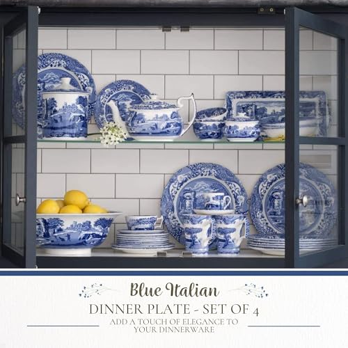 Blue Italian Dinner Plates Set of 4 - Spode Heritage Blue & White Porcelain
