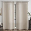 Drapenova 72W x 96L Oatmeal Linen Pleated Semi Sheer Curtains - 2 Panels