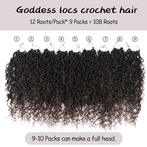 Goddess Locs Crochet Hair 8 Inch - T30, 9 Packs, Curly Ends, Lightweight & Natural
