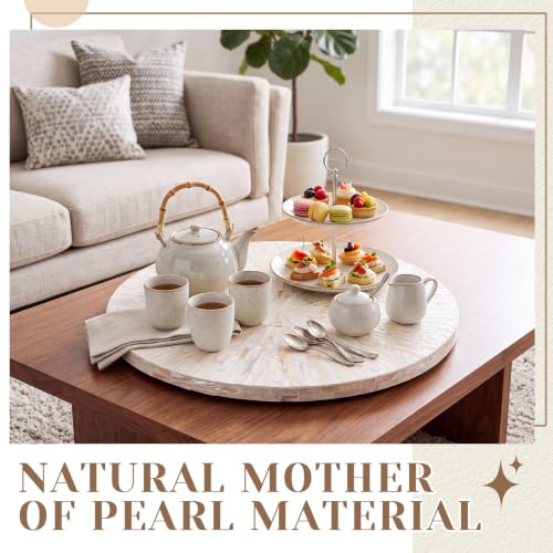 18 Inch Mother of Pearl Lazy Susan for Table Top - Cream Sunlight Variation