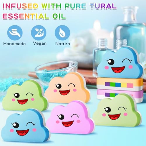 Kids Rainbow Bath Bombs Set - Handmade 8 Pcs with Blueberry, Passion Fruit, Peach, Pineapple Variants