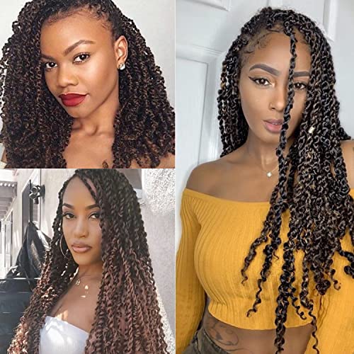 24 Inch Ombre Brown Water Wave Crochet Hair - Passion Twist Extension Pack of 7 with Accessories