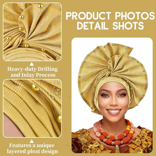 African Nigerian Gele Head Wrap for Women - Wedding & Party Turban