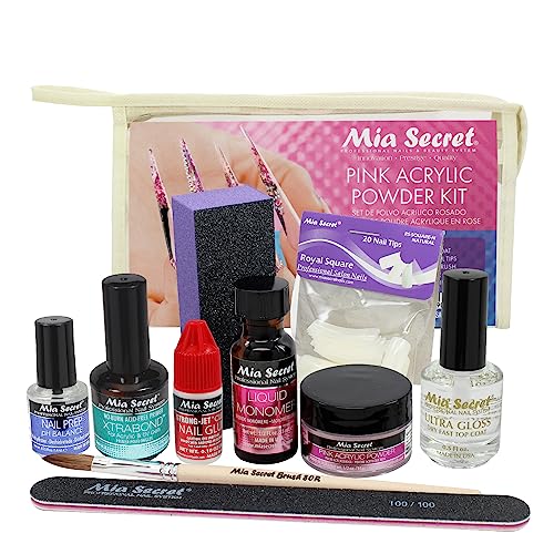 Pink Acrylic Nail Kit with Tips, Monomer, Powder, & Tools for Beginners