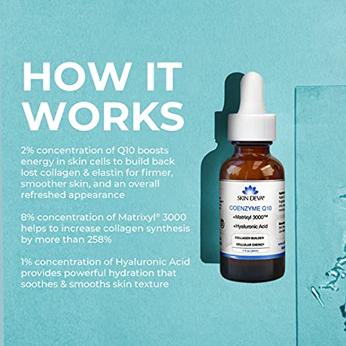 SKIN DEVA 1 fl oz COENZYME Q10 Anti Aging Serum Formula with Matrixyl 3000 and Hyaluronic Acid Serum Facial Serums, Anti Wrinkle Serum which Stimulates Collagen and Elastin Production