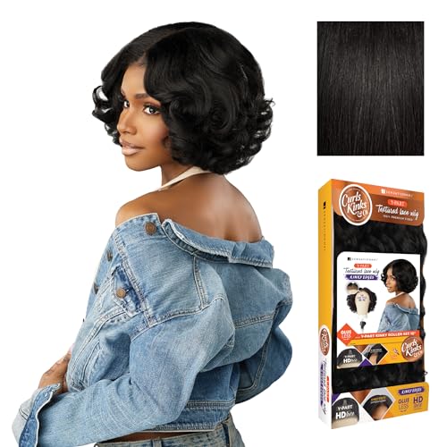 Kinky Edges Wig Set - 10 Inch Synthetic Kinky Roller Style in 1B Off-Black - Sensationnel