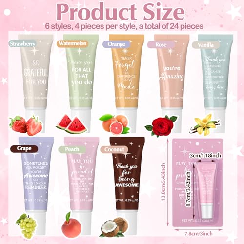 Appreciation Christmas Lip Balm Set - 24 Pcs Gratitude Gifts for Coworkers