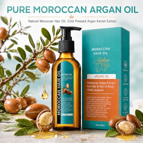 Argan Oil Hair Serum for Frizz & Damaged Hair - 3.4 Fl Oz - Natural Moroccan Hair Oil