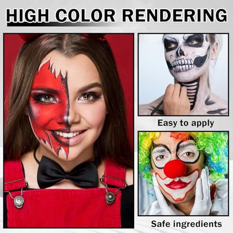 3 Colors Face Body Paint Sticks Professional Eye Black Football Baseball Softball,Highly Pigmented Halloween Facepaint Makeup Kit for Adults and Kids£¨White/Black/Green Eye Black Sticks£©