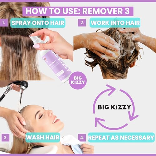 Big Kizzy Remover 3 for Recon & Residue - 8oz (Pack of 1) - Adhesive & Tape Extension Remover