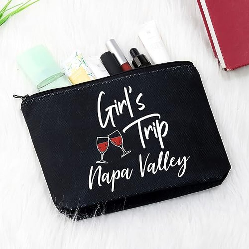 GJTIM Napa Valley Travel Gift California Funny City Trip Gift Girls Trip Gift Napa Valley Makeup Travel Bag for Californian Women (Napa Valley Black)