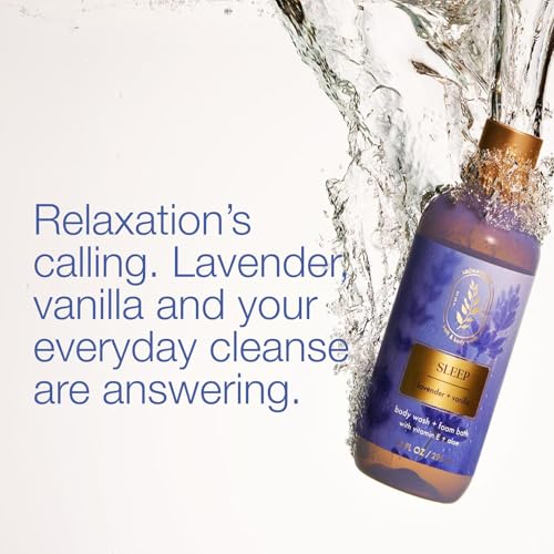Lavender Vanilla Body Wash & Foam Bath Set - 10 Fl Oz, 2 Pack, Aromatherapy Gentle Cleanser with Vitamin E & Aloe