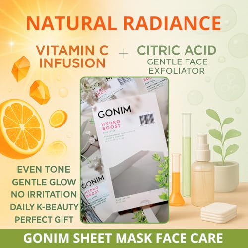 GONIM Face Mask Korean Skin Care with Hyaluronic Acid Serum & Collagen Activation, Hydrating Face Masks Skincare with Vitamin C, Moisturizing Sheet Mask for All Skin, Korean Face Mask 20 Sheets