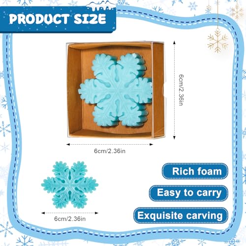 Maxcheck Snowflakes Christmas Handmade Soap Gift Set - 50 pcs Holiday Guest Soaps with Box & Stocking Stuffers