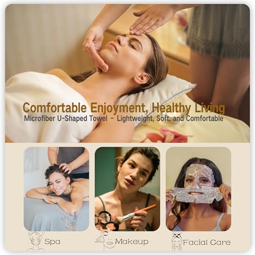 12 Pack Gray U-Shaped Microfiber Facial Towels for Estheticians & Spa Treatments - Soft & Absorbent