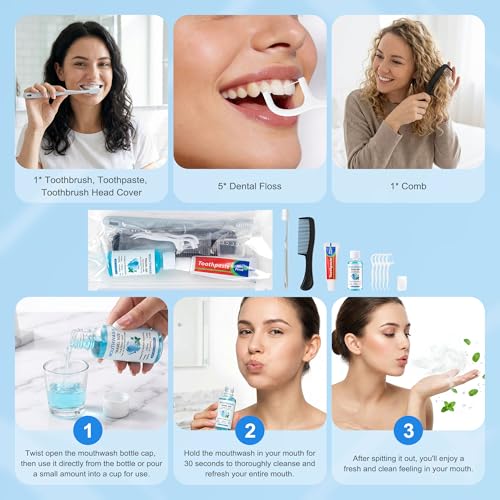 12-Pack Travel Toothbrush Kit with Toothpaste Floss & Cover - Individually Packaged