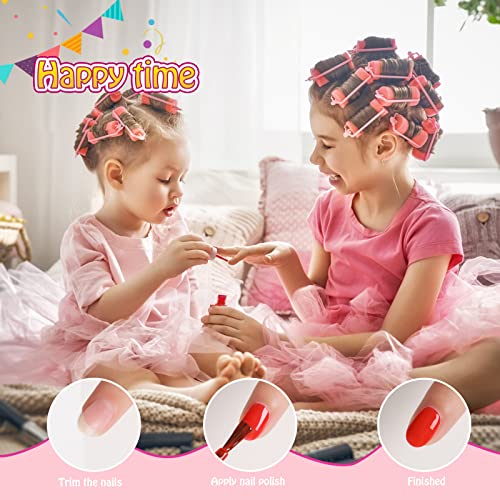 TOMICCA Kids Nail Polish Sets, 18 Pcs 100% Non Toxic Peel Off Water Based Safe Quick Dry Nail Polish Kit, Birthday Gifts Nail Paint Set for Girls with Nail Separator Stickers Kit (Ages 3+)