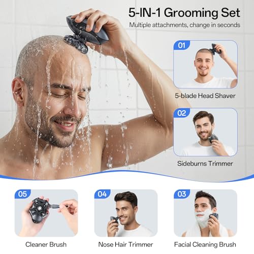 Men's Electric Head & Body Shaver Waterproof Cordless Grooming Kit