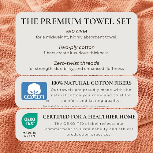 Great Bay Home 100% Cotton 12-Pack 13x13 Wash Cloth - Absorbent, Quick-Drying, Durable Face Towels for Bathroom Decor - Low-Twist, Two-Ply Fibers (Dusty Rose)