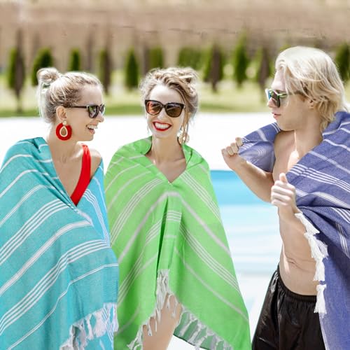 Multicolor Turkish Beach Towels 24 Pack - Extra Large 30x60 Inch Quick Dry Cotton