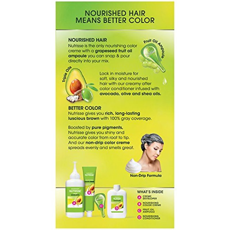 Garnier Hair Color Nutrisse Nourishing Creme, 41 Dark Nude Brown (Iced Coffee) Permanent Hair Dye, 1 Count (Packaging May Vary)