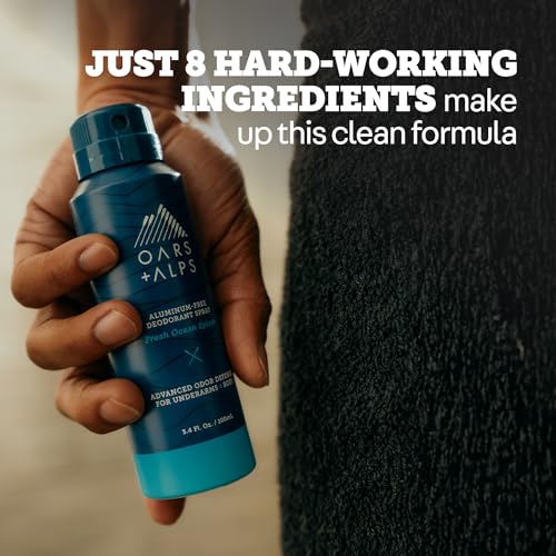 Oars + Alps Aluminum-Free Whole Body Deodorant Spray - Fresh Ocean Splash, 3.4oz 3 Pack