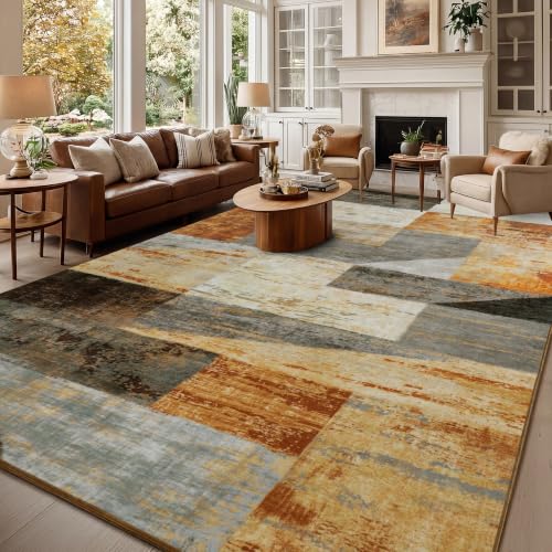 Modern Geometric Area Rug 6x9 Distressed Multi Patchwork Living Room Carpet