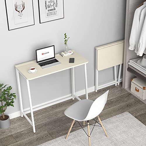 Large 39.4" Foldable Computer Desk for Small Spaces Beige - WOHOMO