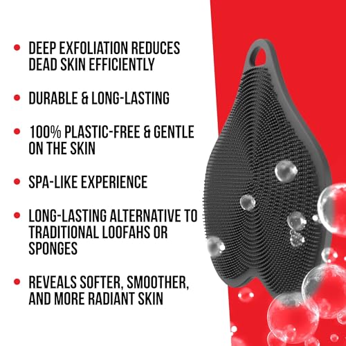 HAPPY NUTS Silicone Body Scrubber, Exfoliating Body Scrubber for Sensitive Skin, Sustainable Shower Scrubber for Body, Silicone Body Brush for Showering (2 Pack, Scrubber)