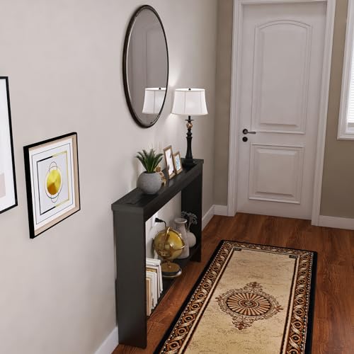 47-Inch Narrow Sofa Table with Outlet & USB Charging Station - Black