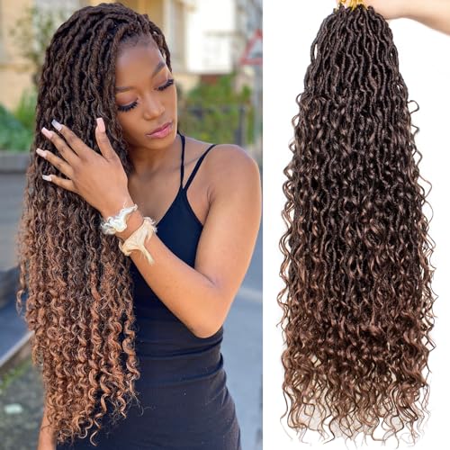 30 Inch Brown Goddess Faux Locs Crochet Hair - Boho Curly Locs, 8 Packs, Variation T30#