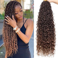 30 Inch Brown Goddess Faux Locs Crochet Hair - Boho Curly Locs, 8 Packs, Variation T30#