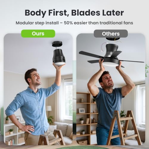 Black 42-Inch Ceiling Fan with Lights and Remote - Easy Assembly