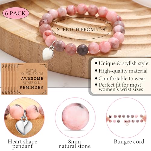 Tondiamo 6 Sets/18 Pcs Valentine Employee Appreciation Gifts Bulk for Women Include 6 Appreciation Heart Bracelets, 6 Cards 6 Canvas Makeup Bags for Women Staff Team Teacher Volunteer