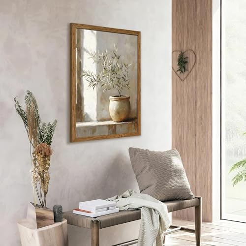 AVECCO Potted Vintage Olive Tree Wall Art Canvas 20x30 Inches - Tree Variation