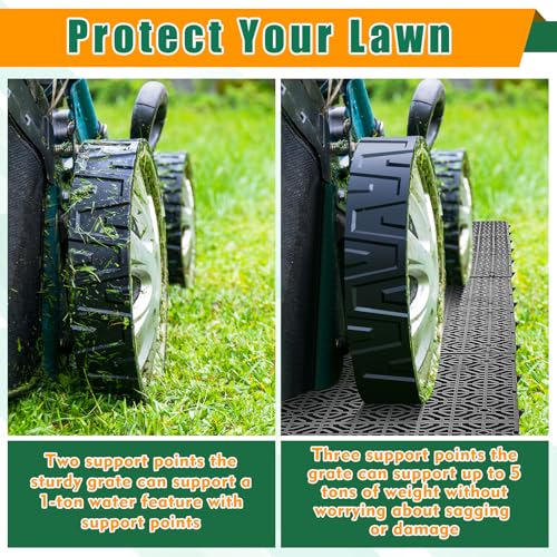 Wesnoy 10 Pcs Ground Protection Mats 15.7x15.7 in Interlocking Heavy Duty Lawn Grids